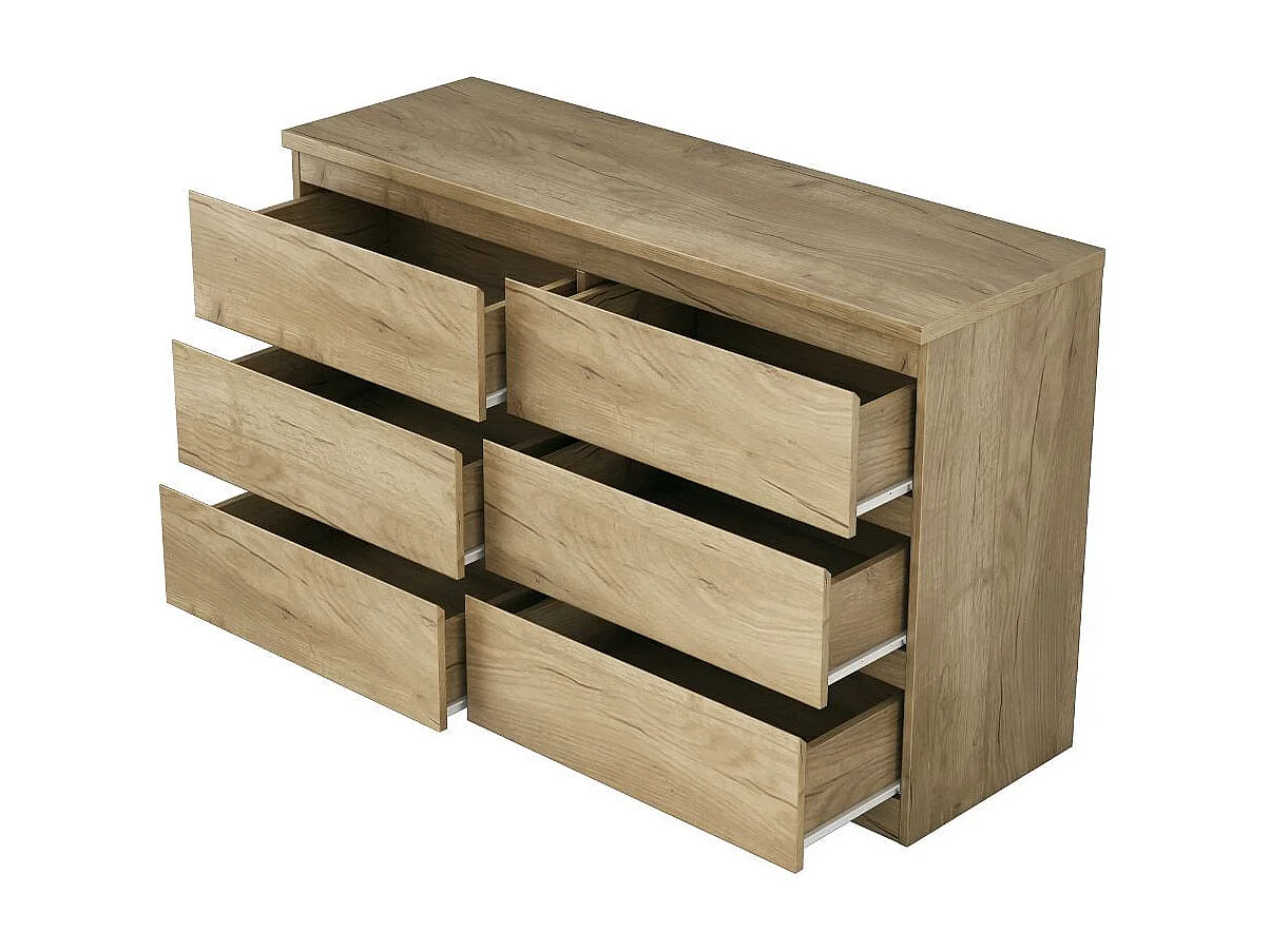 Cómoda María 6 cajones natural 75x120x39,5 cm