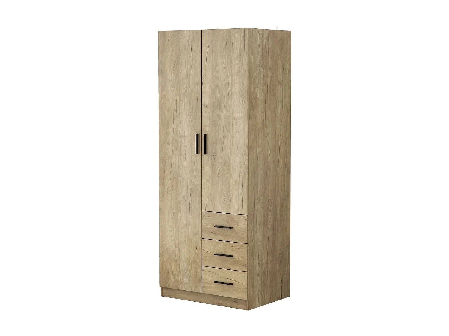 Armario Colorado 2 puertas con 3 cajones natural 200x80x58 cm