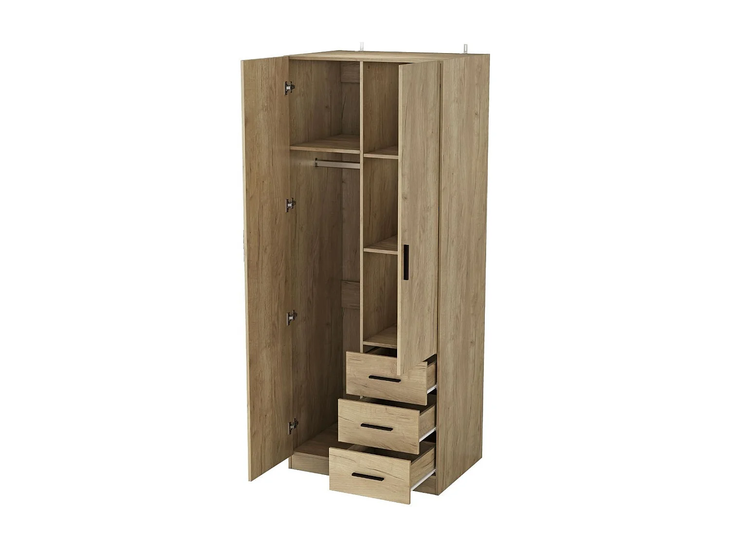Armario Colorado 2 puertas con 3 cajones natural 200x80x58 cm
