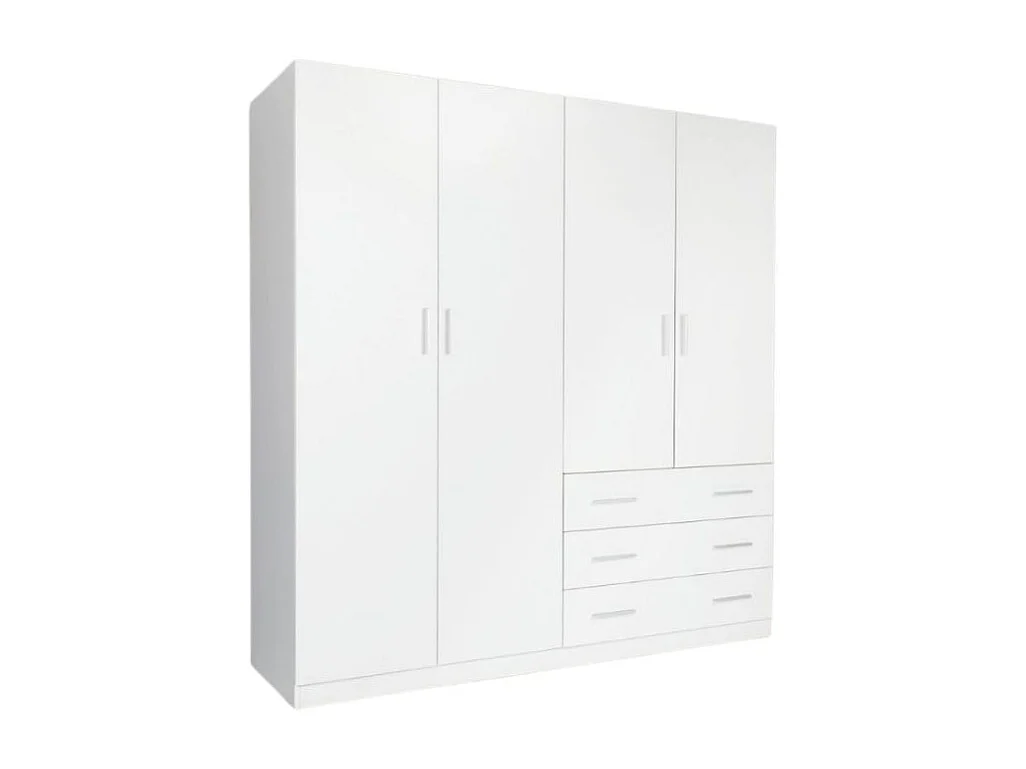 Armario Monamer 4 puertas con 3 cajones blanco 200x160x57,5 cm