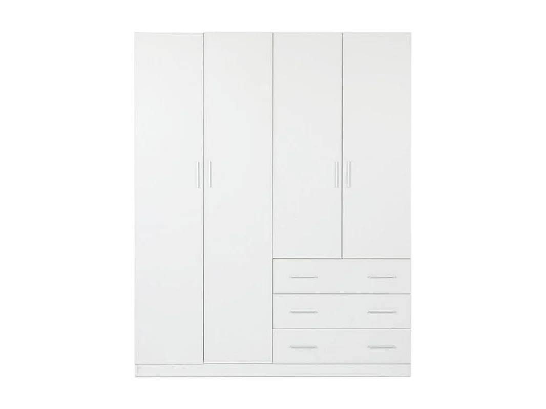 Armario Monamer 4 puertas con 3 cajones blanco 200x160x57,5 cm