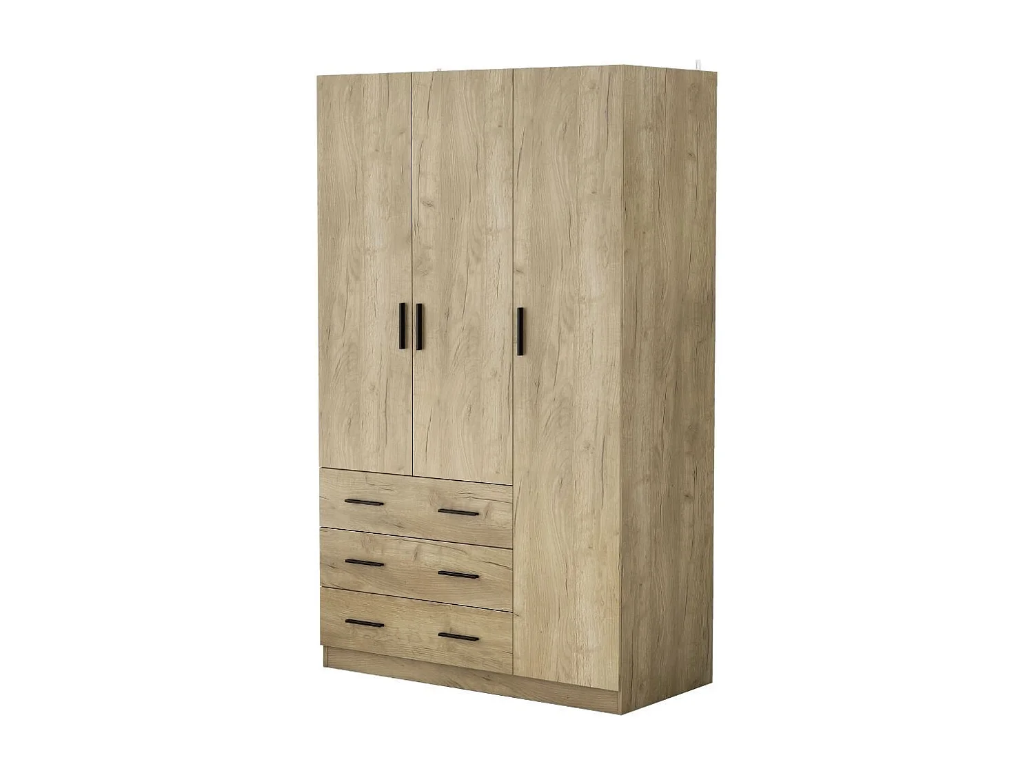 Armario Nortes 3 puertas con 3 cajones natural 200x120x58 cm