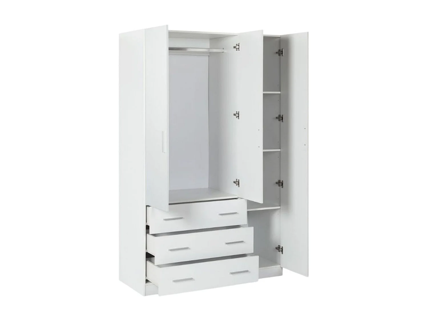 Armario Nortes 3 puertas con 3 cajones blanco 200x120x58 cm