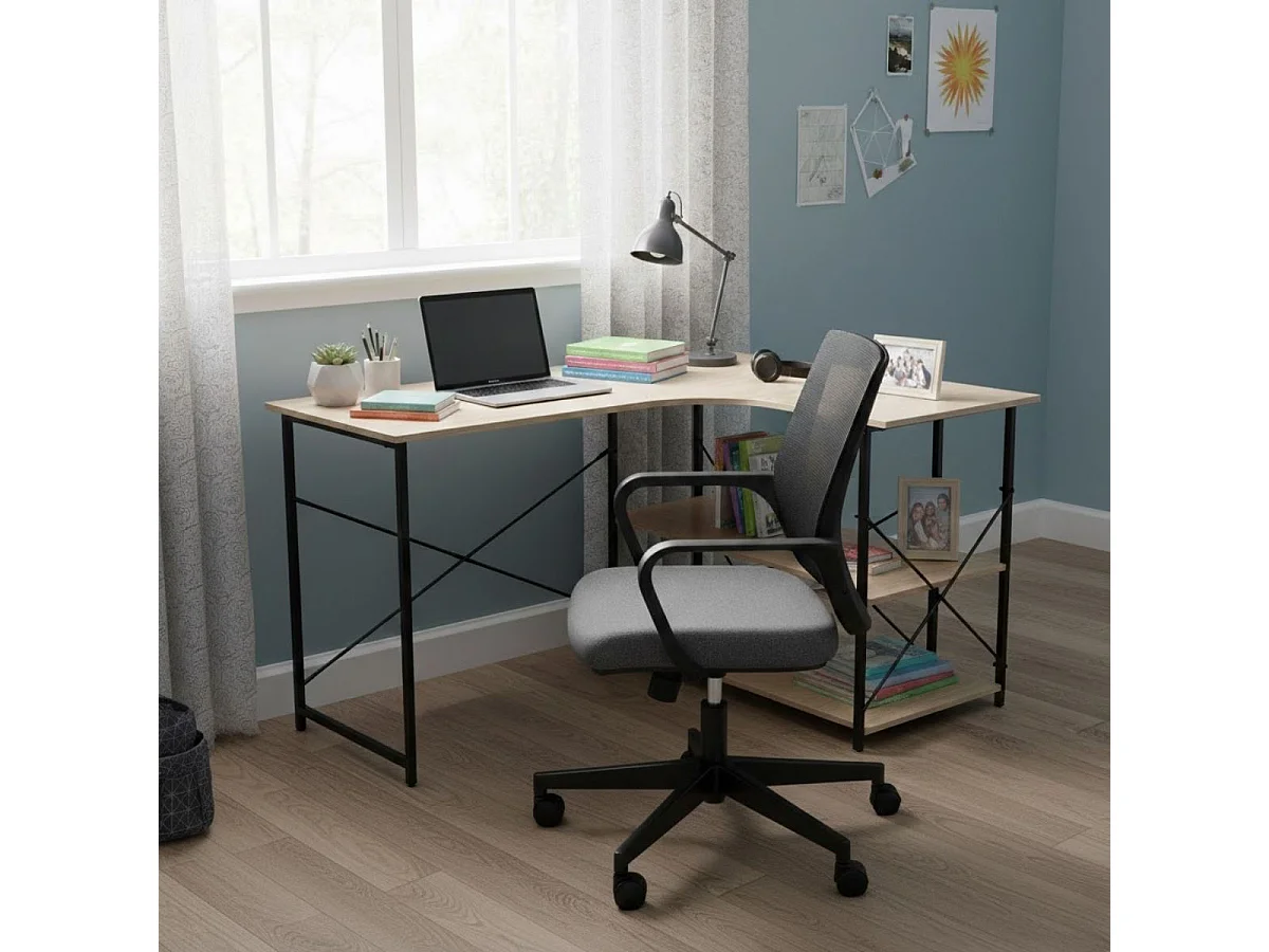 Escritorio Serenna 2 estantes laterales negro/natural 75x120x73 cm