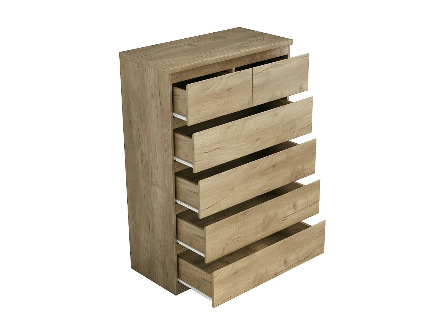 Cómoda Montie con seis cajones natural 119x80x40 cm