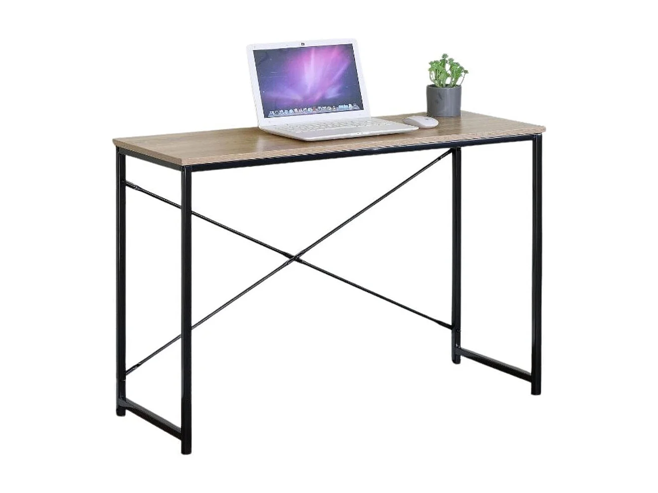Escritorio Bruma estructura metálica negro/natural 70x120x60 cm