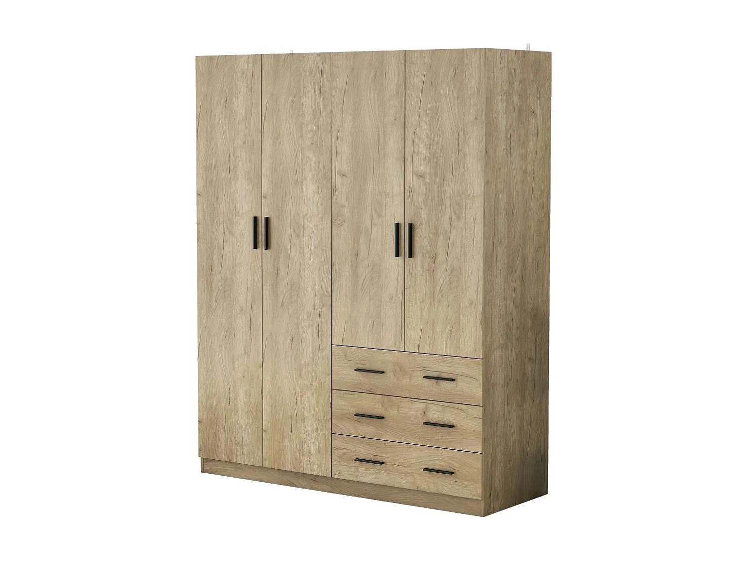 Armario Monamer 4 puertas con 3 cajones natural 200x160x57,5 cm