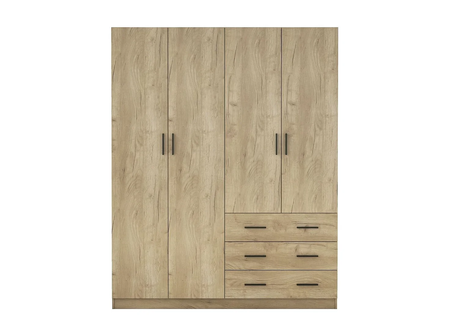 Armario Monamer 4 puertas con 3 cajones natural 200x160x57,5 cm