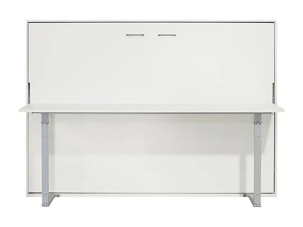 Cama abatible horizontal Matt con escritorio y somier blanco 135x190 cm