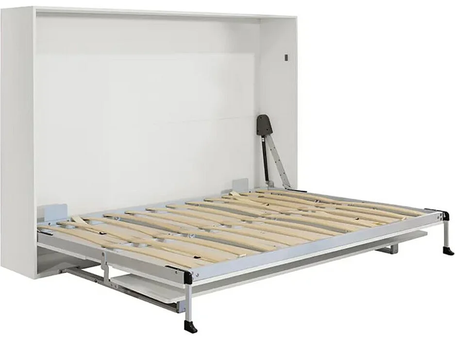 Cama abatible horizontal Matt con escritorio y somier blanco 135x190 cm