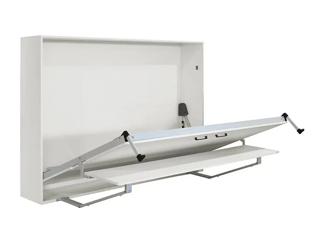 Cama abatible horizontal Matt con escritorio y somier blanco 135x190 cm