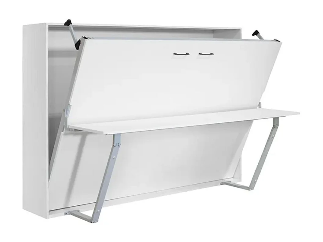 Cama abatible horizontal Matt con escritorio y somier blanco 135x190 cm