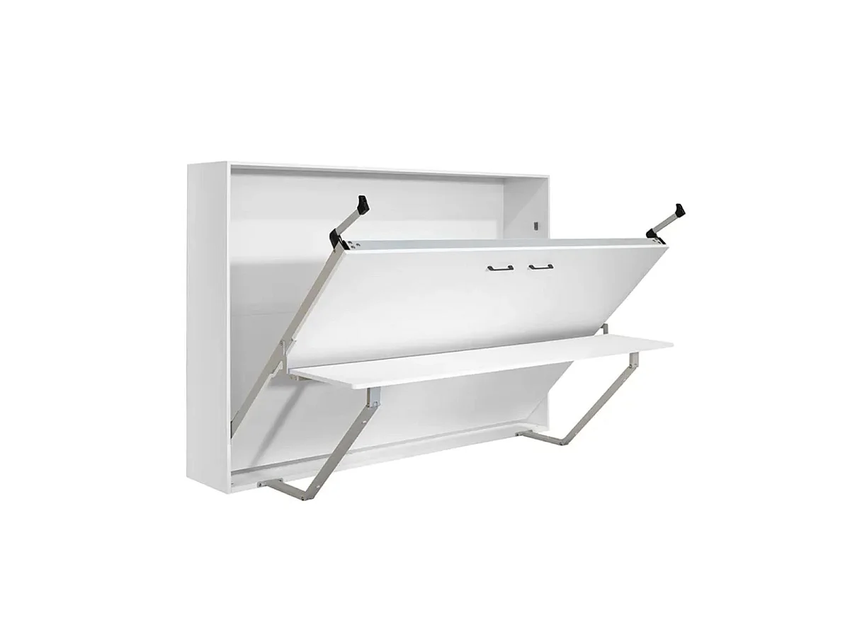 Cama abatible horizontal Matt con escritorio y somier blanco 135x190 cm