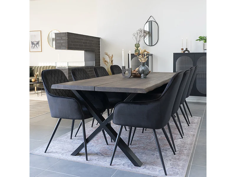 GRACE-Set di 2 sedie in velluto nero