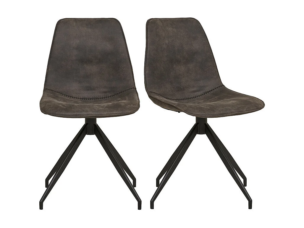 ANDY-Set di 2 sedie girevoli a 360° grigio vintage