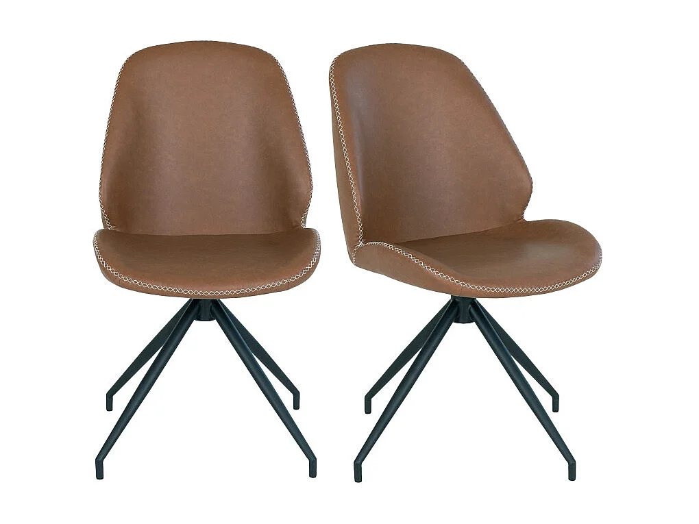 CARLA-Set di 2 sedie girevoli in PU marrone