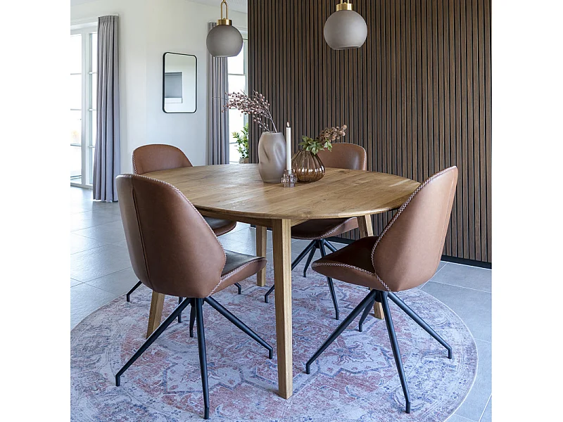 CARLA-Set di 2 sedie girevoli in PU marrone