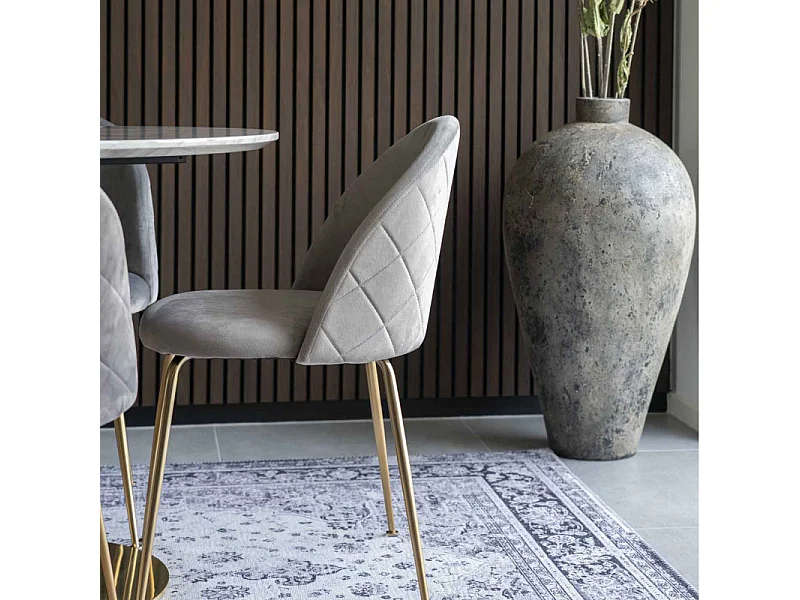 LOLY-Set di 2 sedie in velluto grigio con finitura ottone