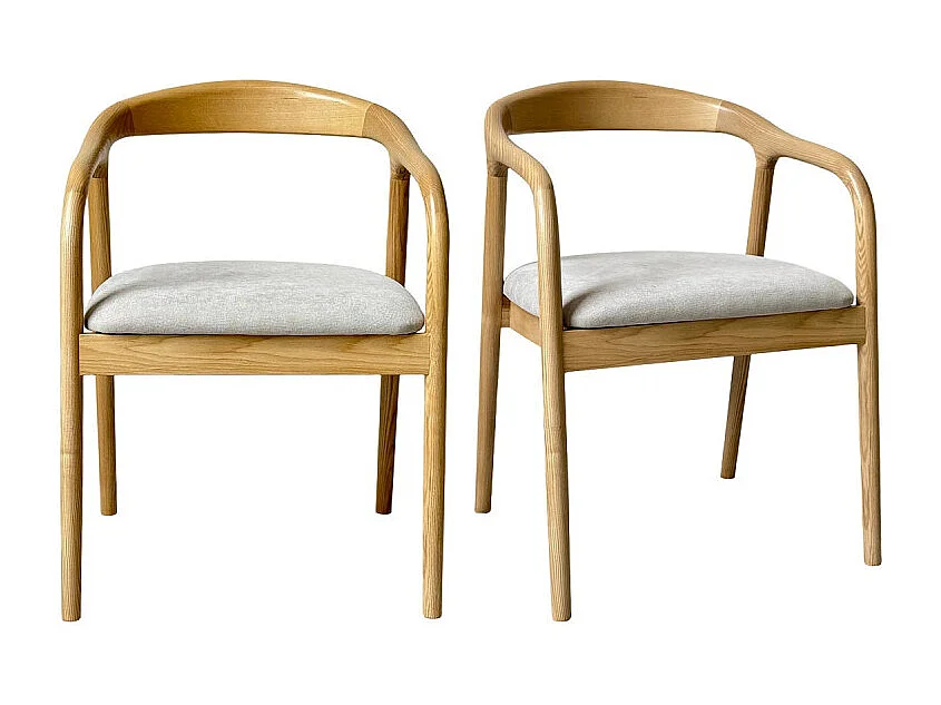 TITO-Set di 2 sedie da pranzo in frassino Glory greige