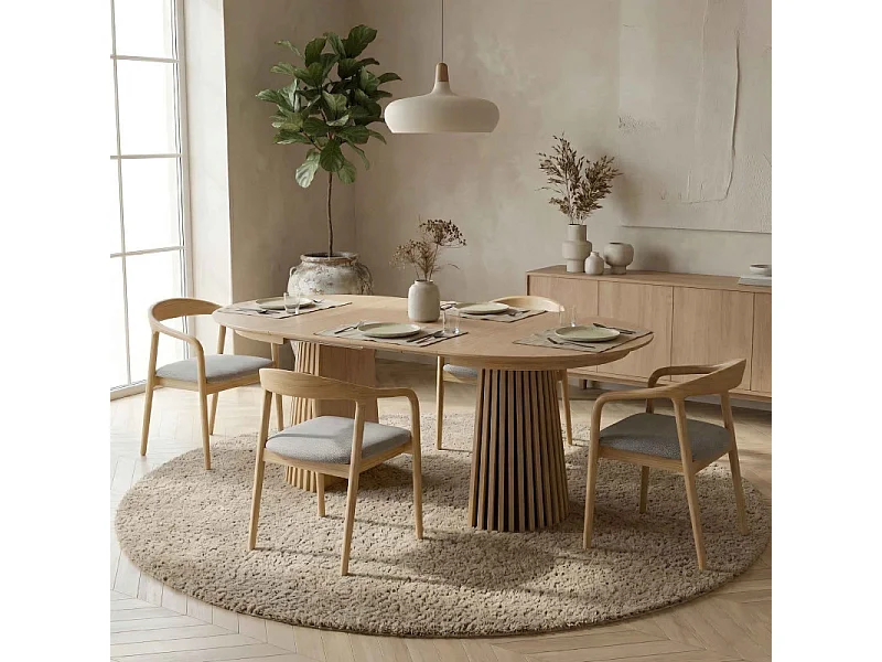 TITO-Set di 2 sedie da pranzo in frassino Glory greige