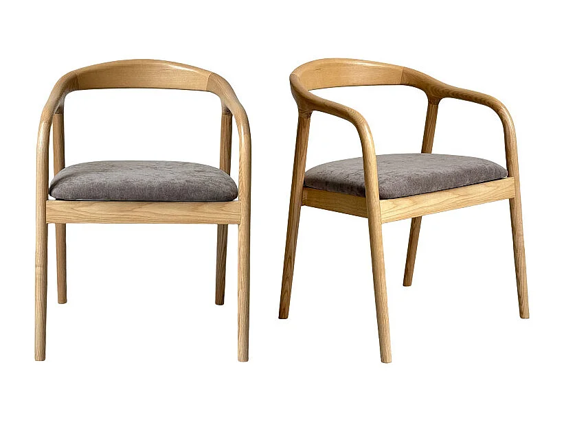 TITO-Set di 2 sedie da pranzo in frassino Glory tortora