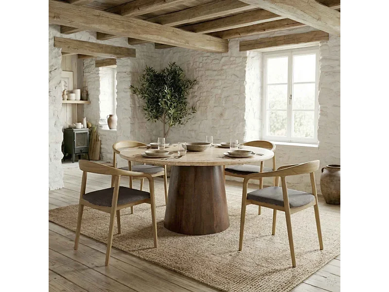 TITO-Set di 2 sedie da pranzo in frassino Glory tortora