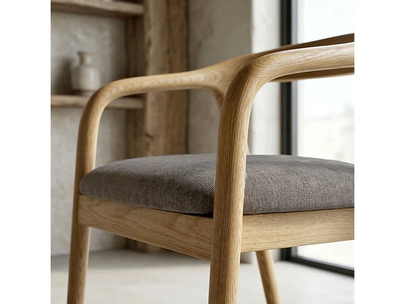 TITO-Set di 2 sedie da pranzo in frassino Glory tortora