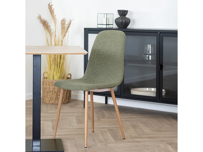 SALYA- Chaise en tissu chenillé vert foncé (x2)