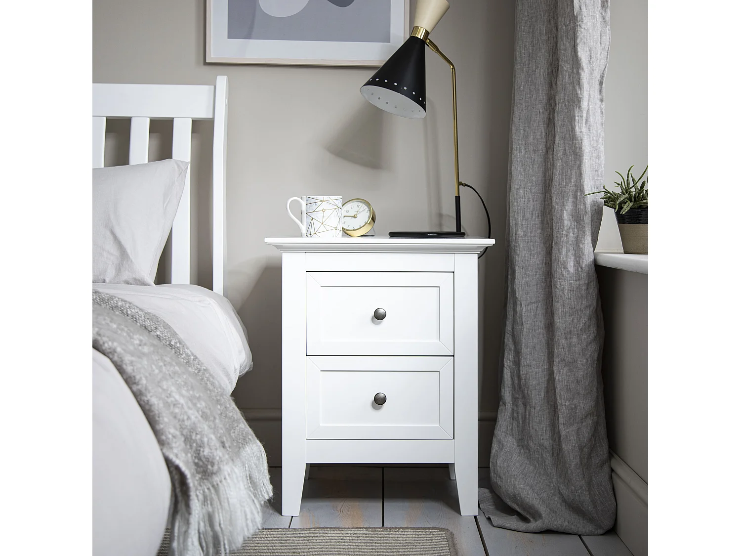 Noa & Nani Karlstad Bedside Table with 2 Drawers in White
