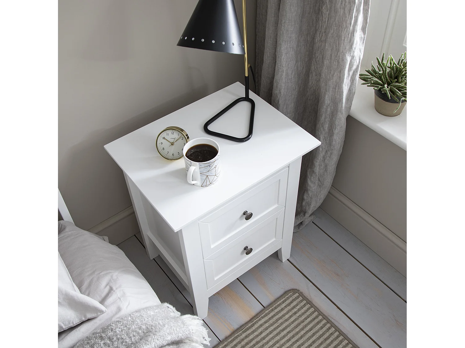 Noa & Nani Karlstad Bedside Table with 2 Drawers in White