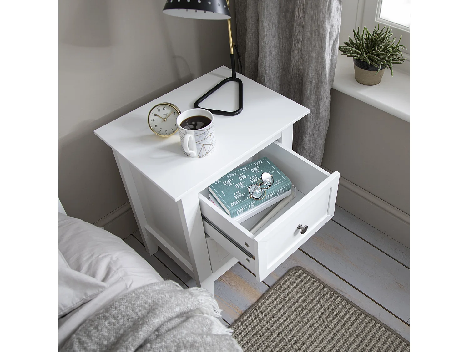 Noa & Nani Karlstad Bedside Table with 2 Drawers in White