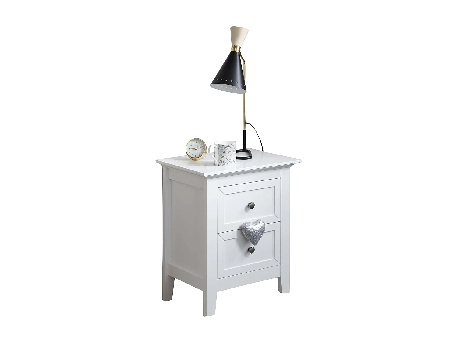 Noa & Nani Karlstad Bedside Table with 2 Drawers in White