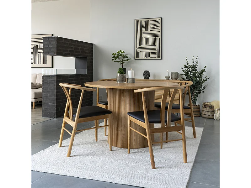 MIDO- Table à manger ronde 4 personnes  ø120 cm naturelle