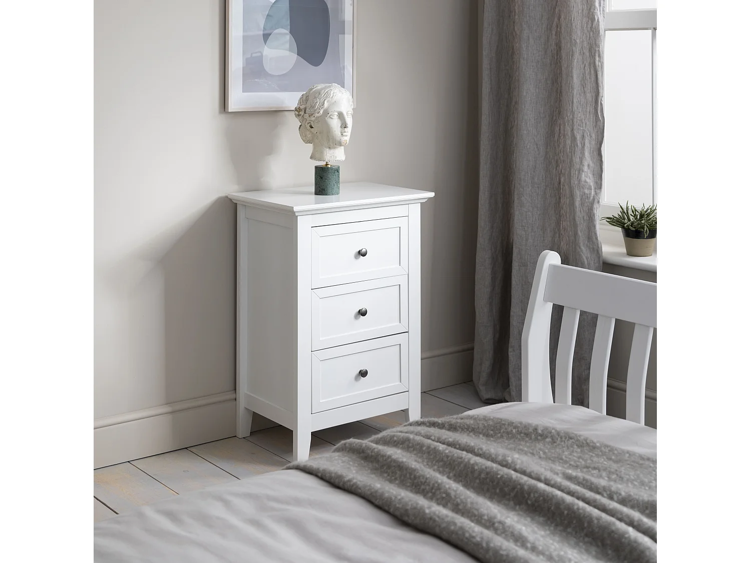 Noa & Nani Karlstad Side Table Chest 3 Drawer in White
