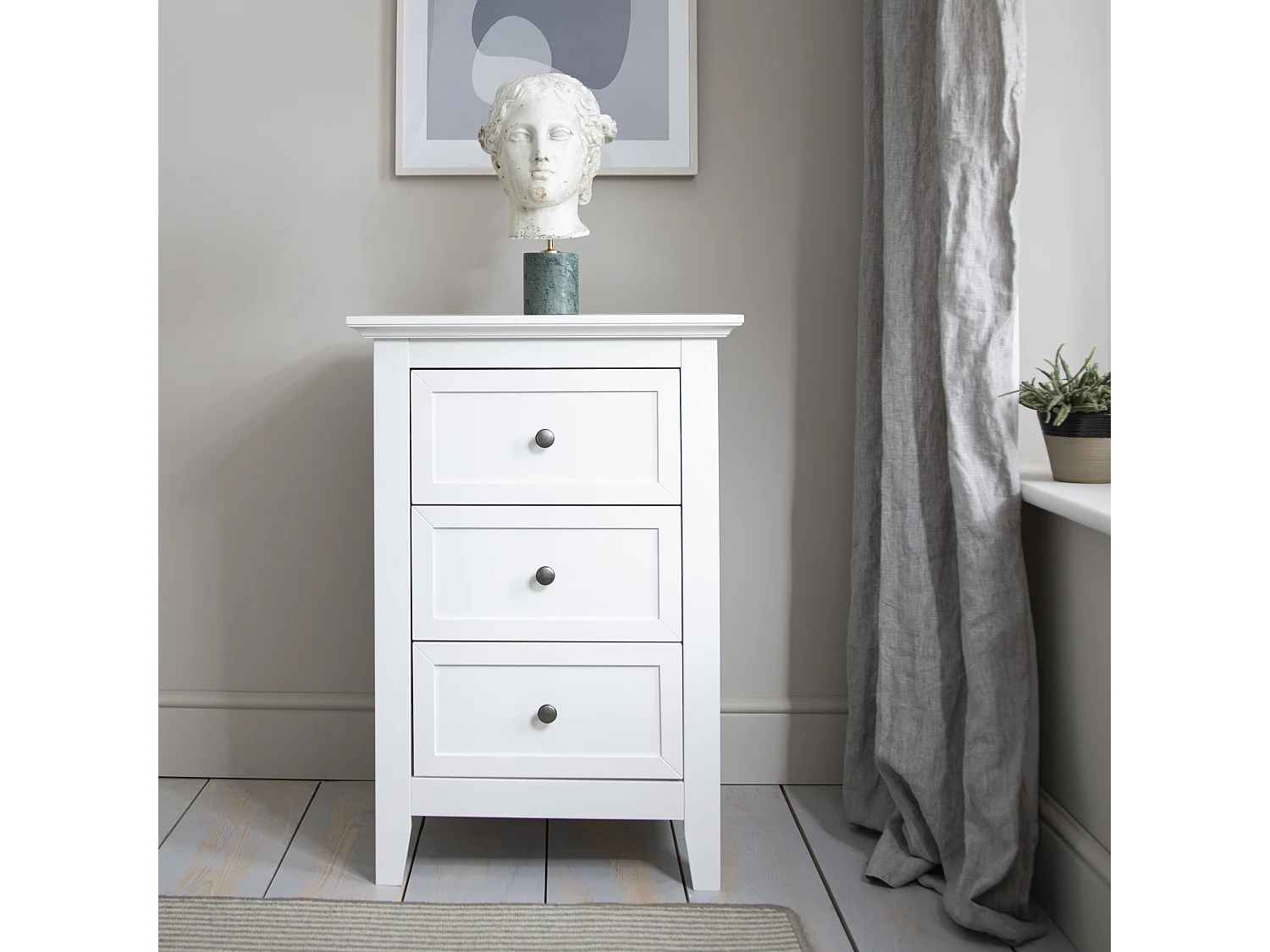 Noa & Nani Karlstad Side Table Chest 3 Drawer in White