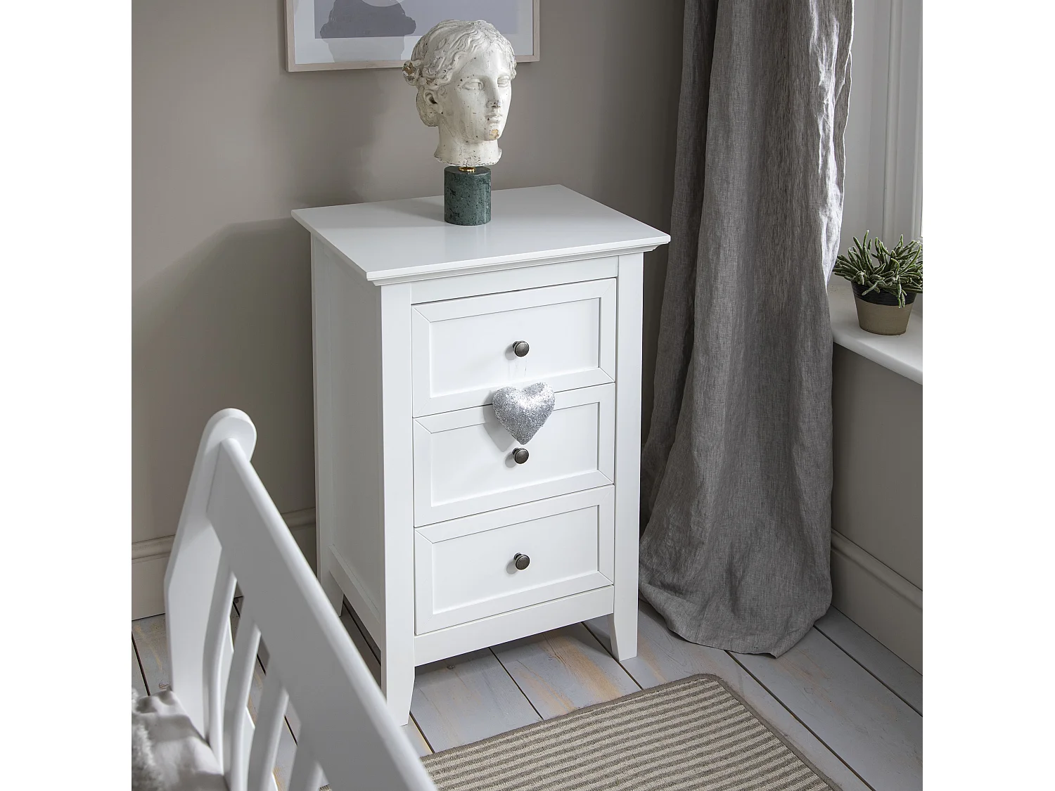 Noa & Nani Karlstad Side Table Chest 3 Drawer in White