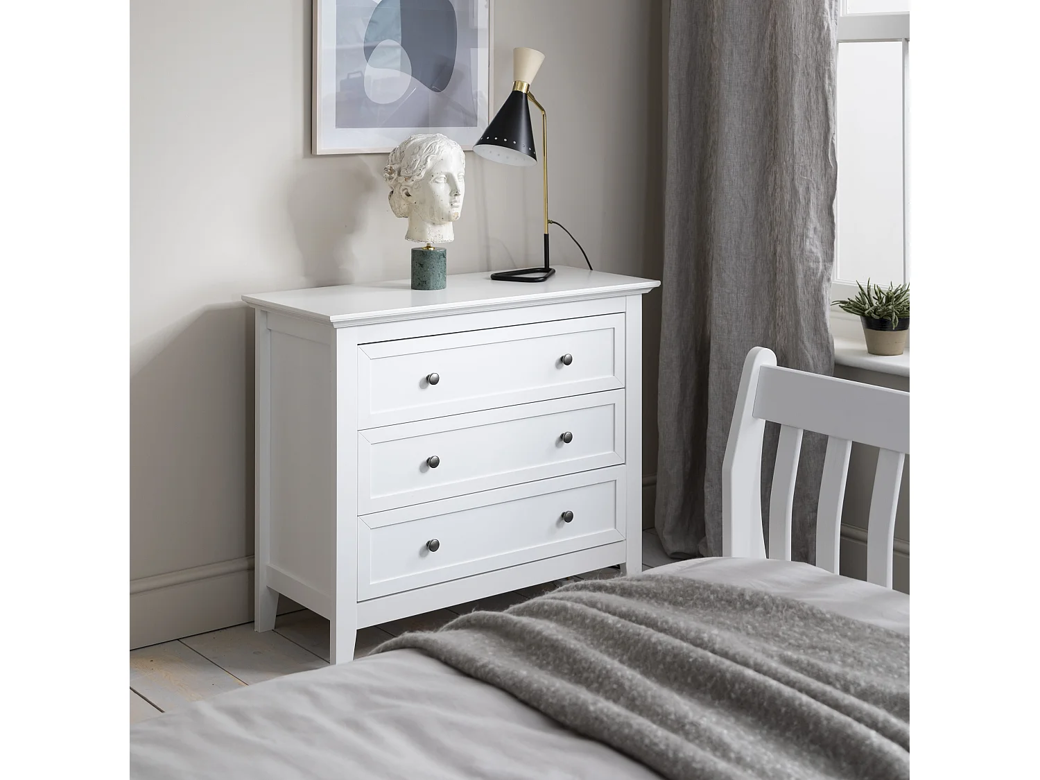 Noa & Nani Karlstad Chest of Drawers 3 Drawer Wide in White