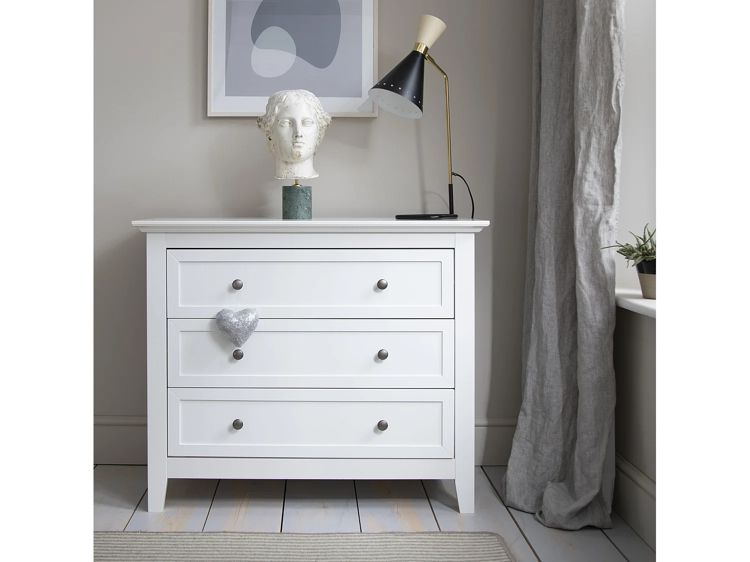 Noa & Nani Karlstad Chest of Drawers 3 Drawer Wide in White