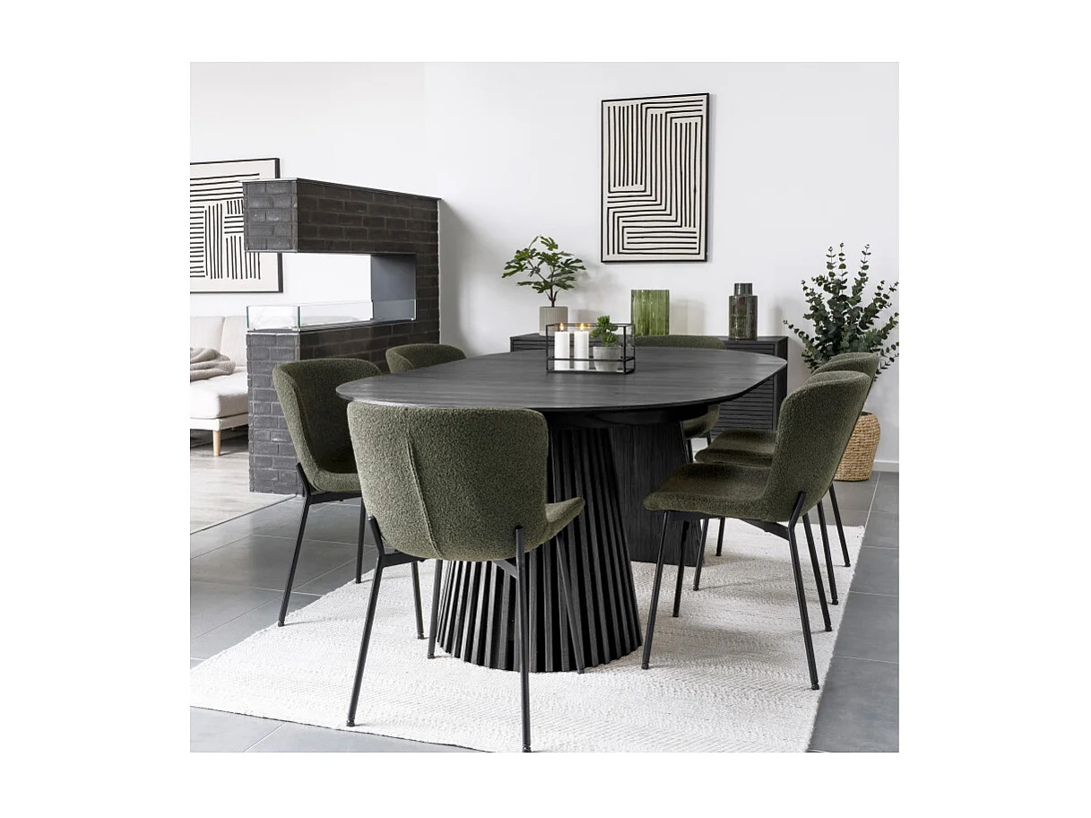 KAIRN- Table extensible 6/8 personnes ø120cm (160/200) chêne noir