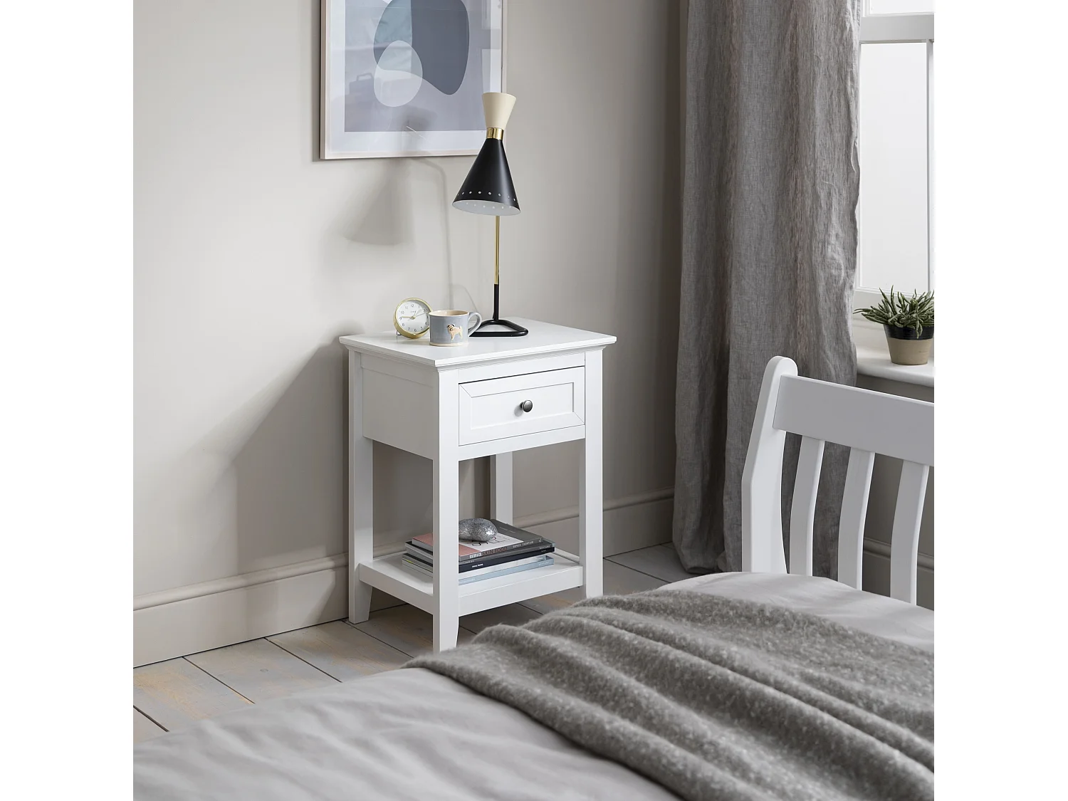 Noa & Nani Karlstad Bedside Table with Drawer in White