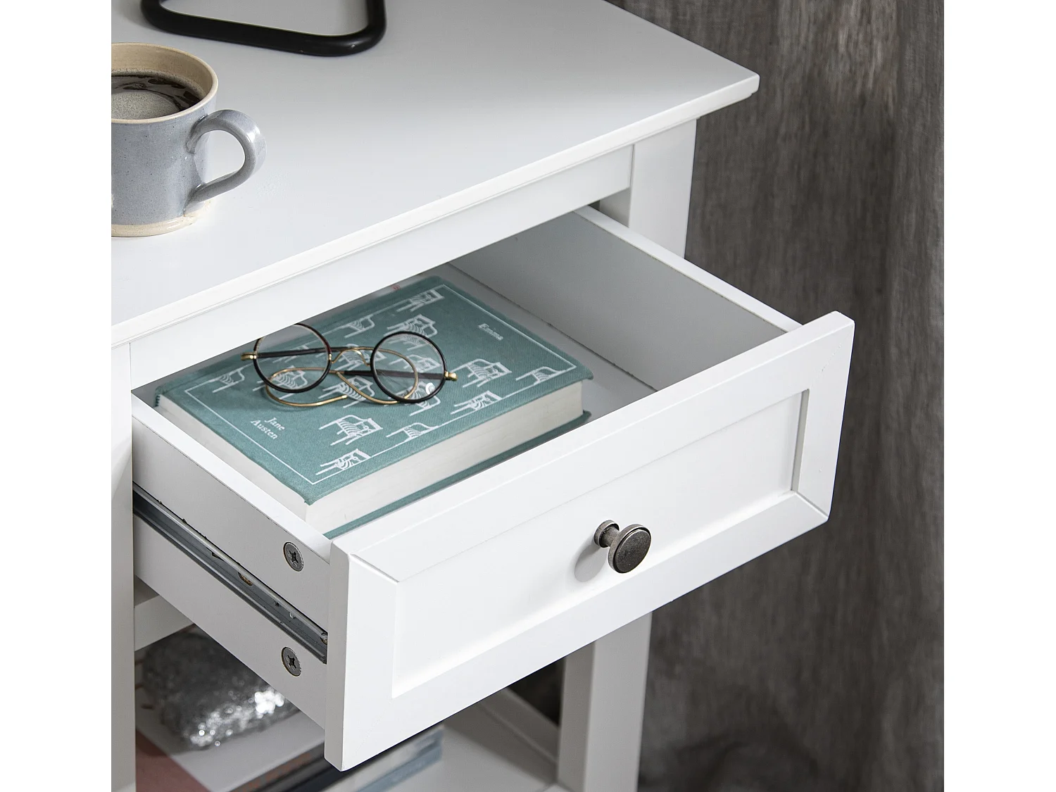 Noa & Nani Karlstad Bedside Table with Drawer in White