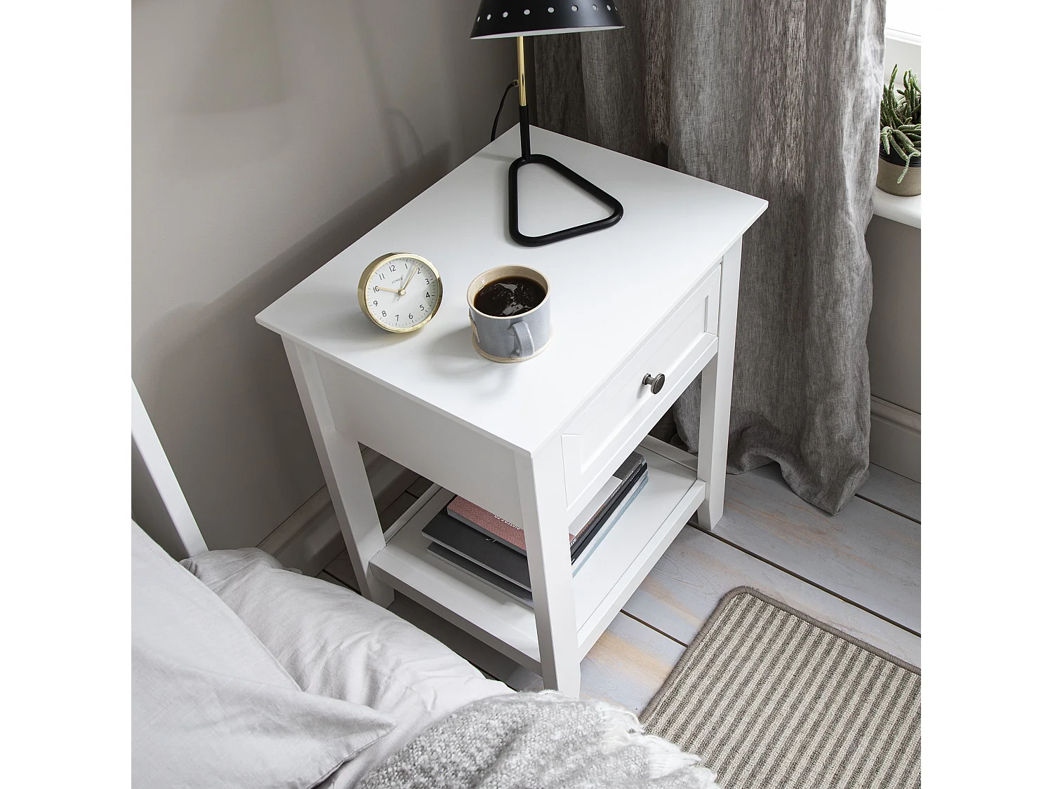 Noa & Nani Karlstad Bedside Table with Drawer in White