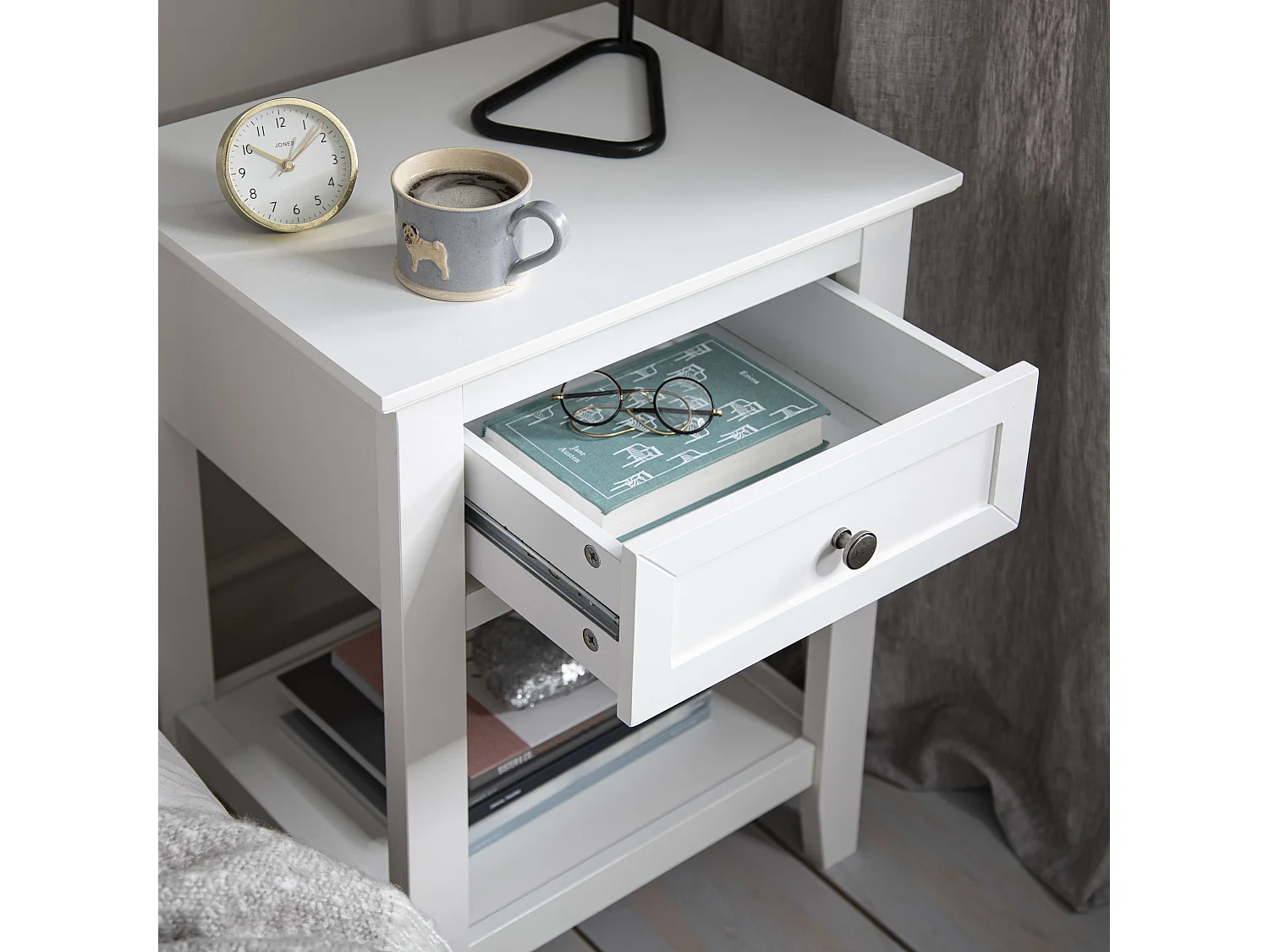 Noa & Nani Karlstad Bedside Table with Drawer in White