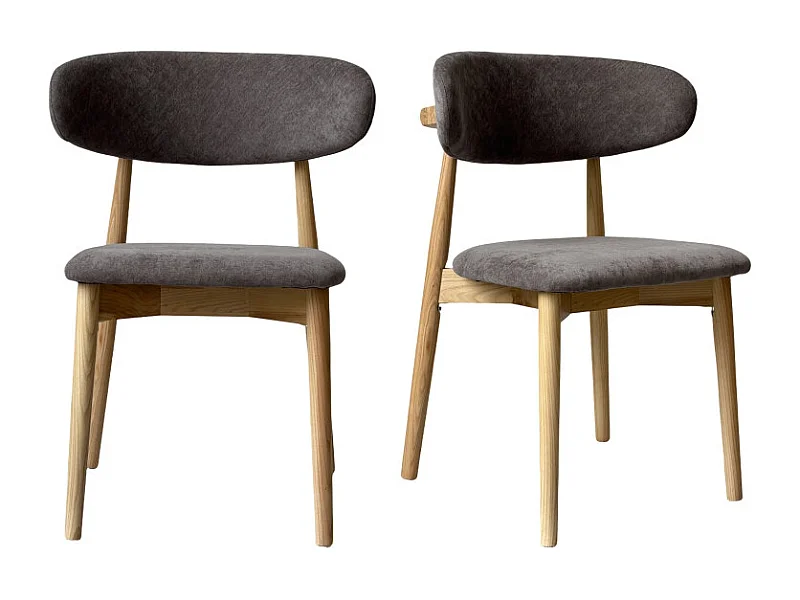 IRIS-Chaise en Frêne massif et tissu Glory Taupe (x2)