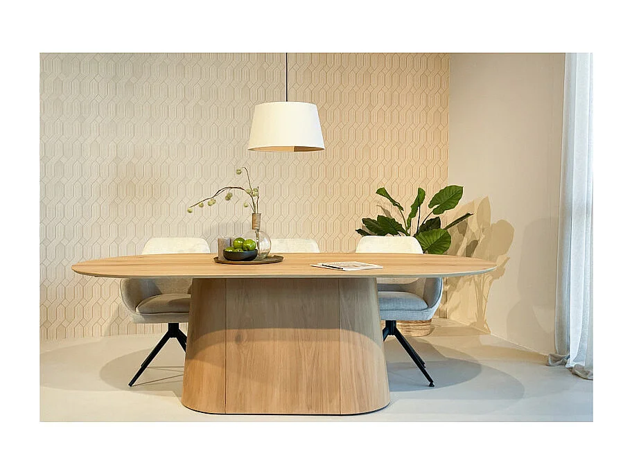 TIAGO-Table à manger ovale 8 personnes 200 cm Chêne