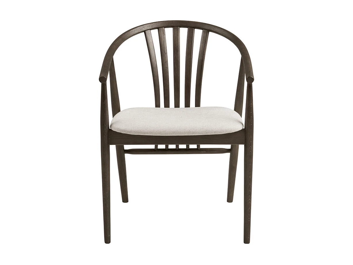 BESS-Fauteuil de table en chêne fumé massif et tissu beige