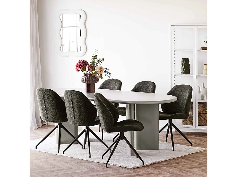 ARMOR-Table à manger ovale 8/10 personnes 220 cm, coloris sable