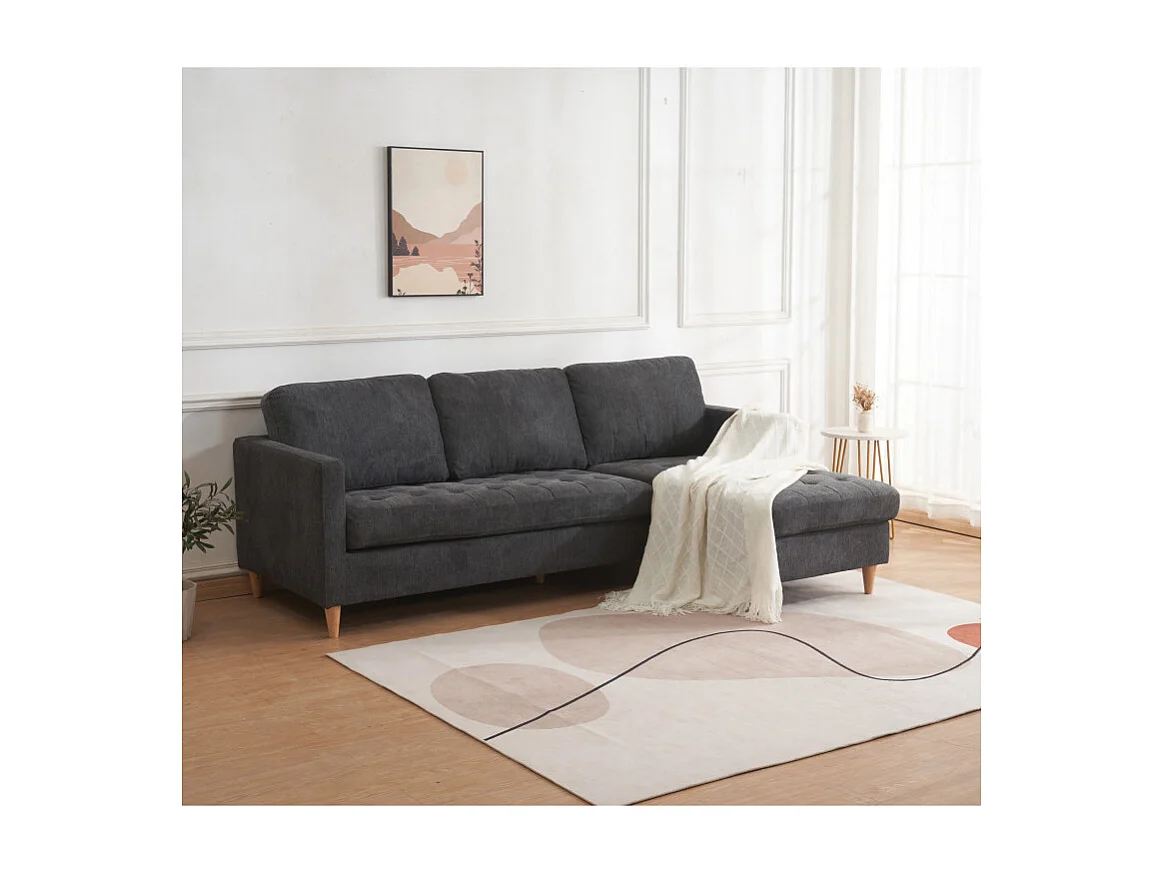 LOFT- Canapé d'angle réversible en tissu gris foncé