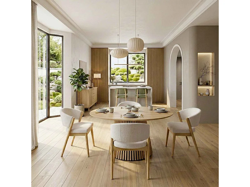 KAIRN- Table à manger ronde 4/6 personnes ø140 cm chêne