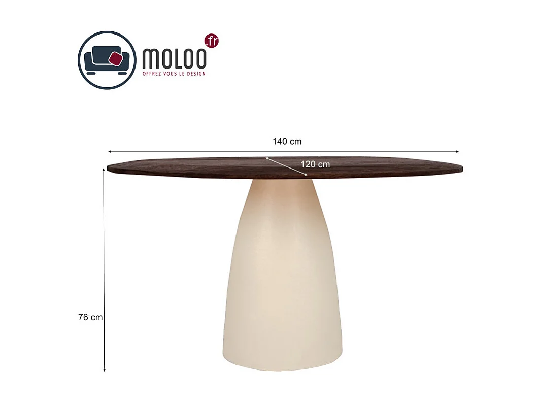 DYLON-Table à manger Ronde 4 personnes D140 bois massif brun